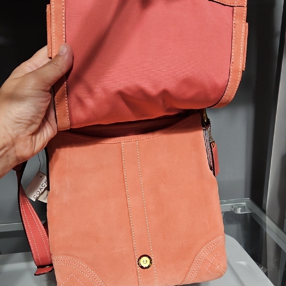 COACH NWT SOHO SUEDE SALMON PINK Crossbody Bag with Coach Suede Kit - Picture 9 of 15